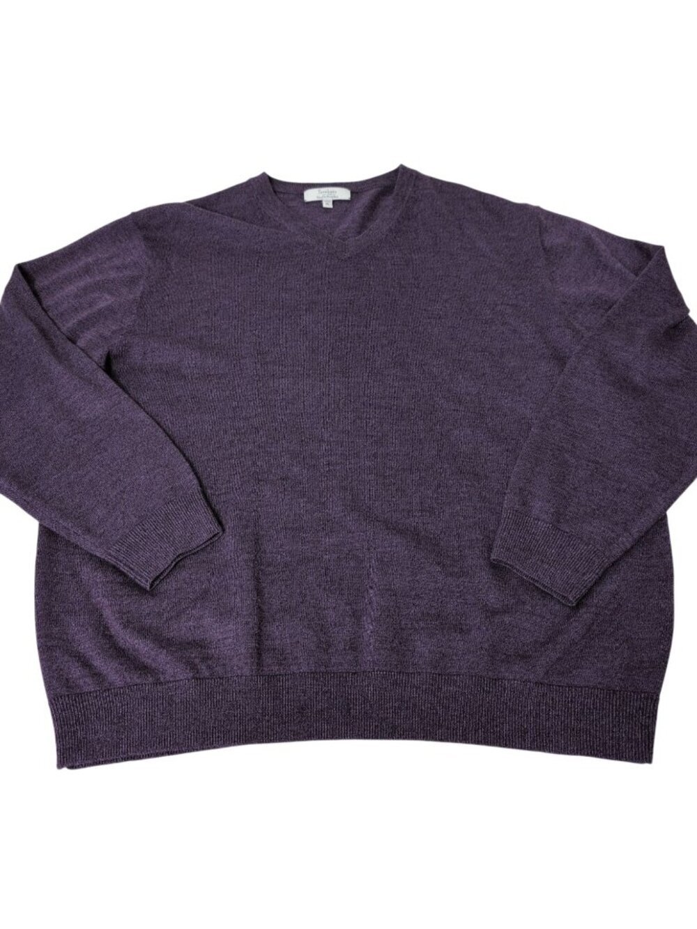 Turnbury Extra Fine Merino Wool Sweater Mens Size XL Purple V Neck Long Sleeve